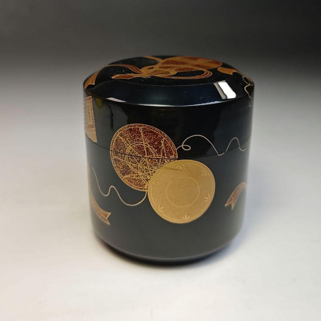 イ420 棗『漆専堂　岡本漆園作』『金梨地楽器蒔絵　棗　共箱』茶道具