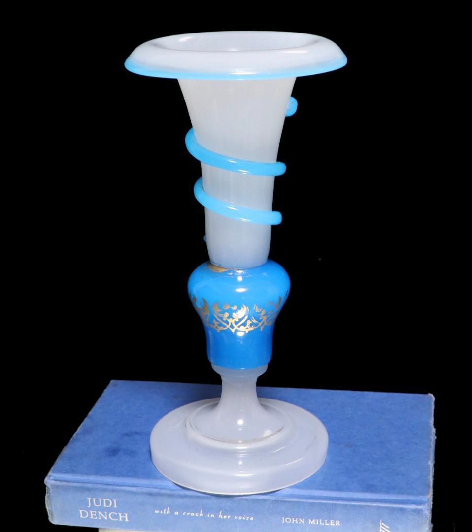 オールド・バカラ 美術館級 1855年 ブルースネーク 円錐型金彩大型壺 花瓶