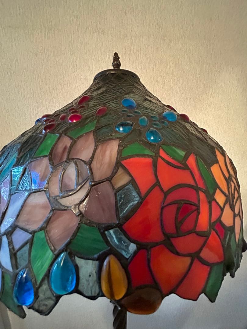 ステンドグラスフロアスタンド薔薇