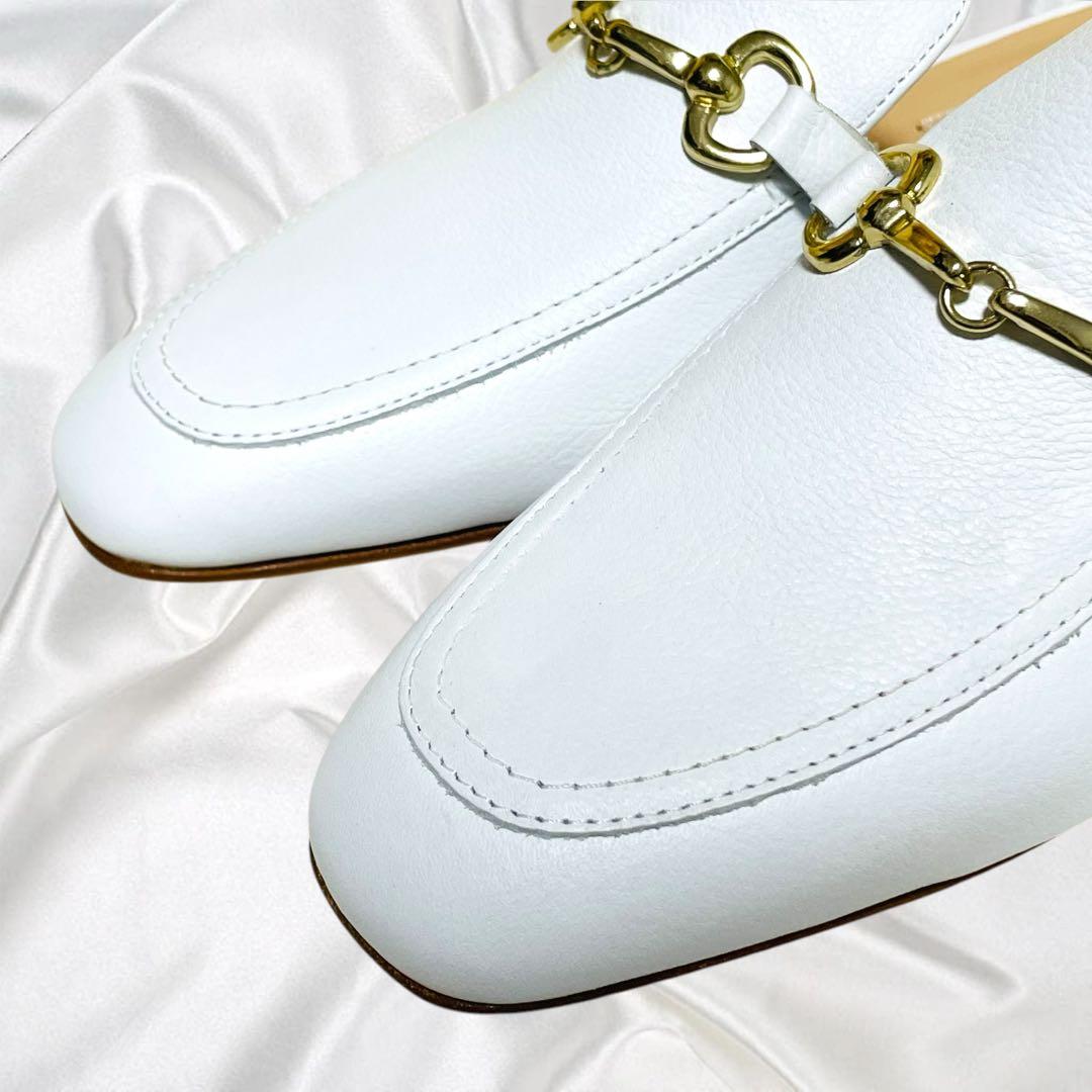 【FABIO RUSCONI】美品ビット ゴールド金具 シープレザー ミュール