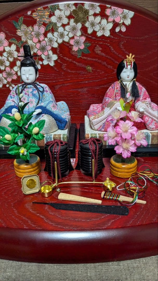 江戸木目込人形お雛様5人飾り