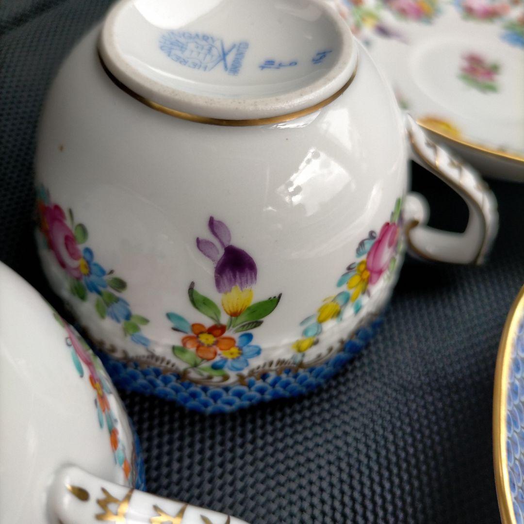 HEREND リヒテンシュタインブーケ ブルースケール カップ＆ソーサー ペア