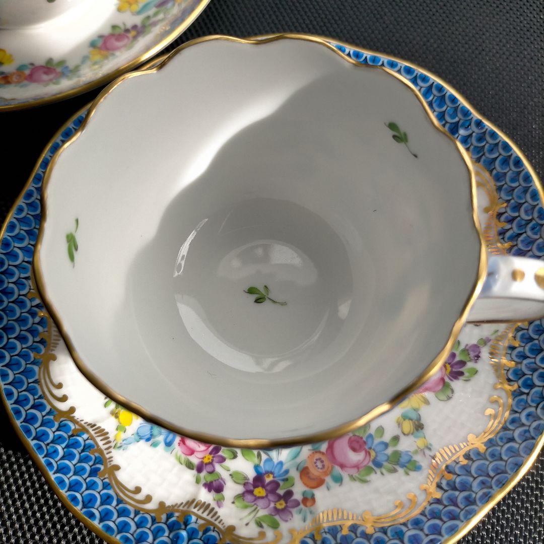 HEREND リヒテンシュタインブーケ ブルースケール カップ＆ソーサー ペア