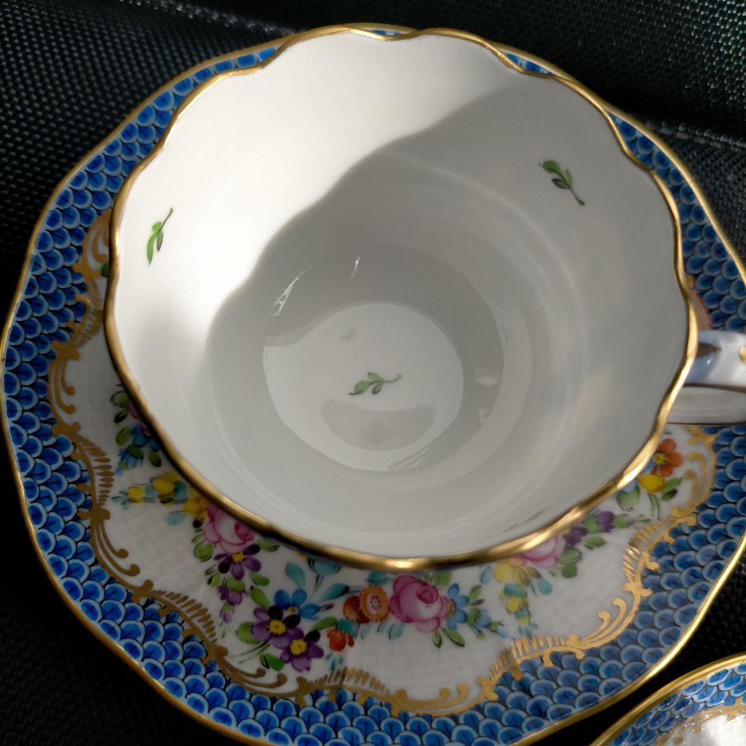 HEREND リヒテンシュタインブーケ ブルースケール カップ＆ソーサー ペア