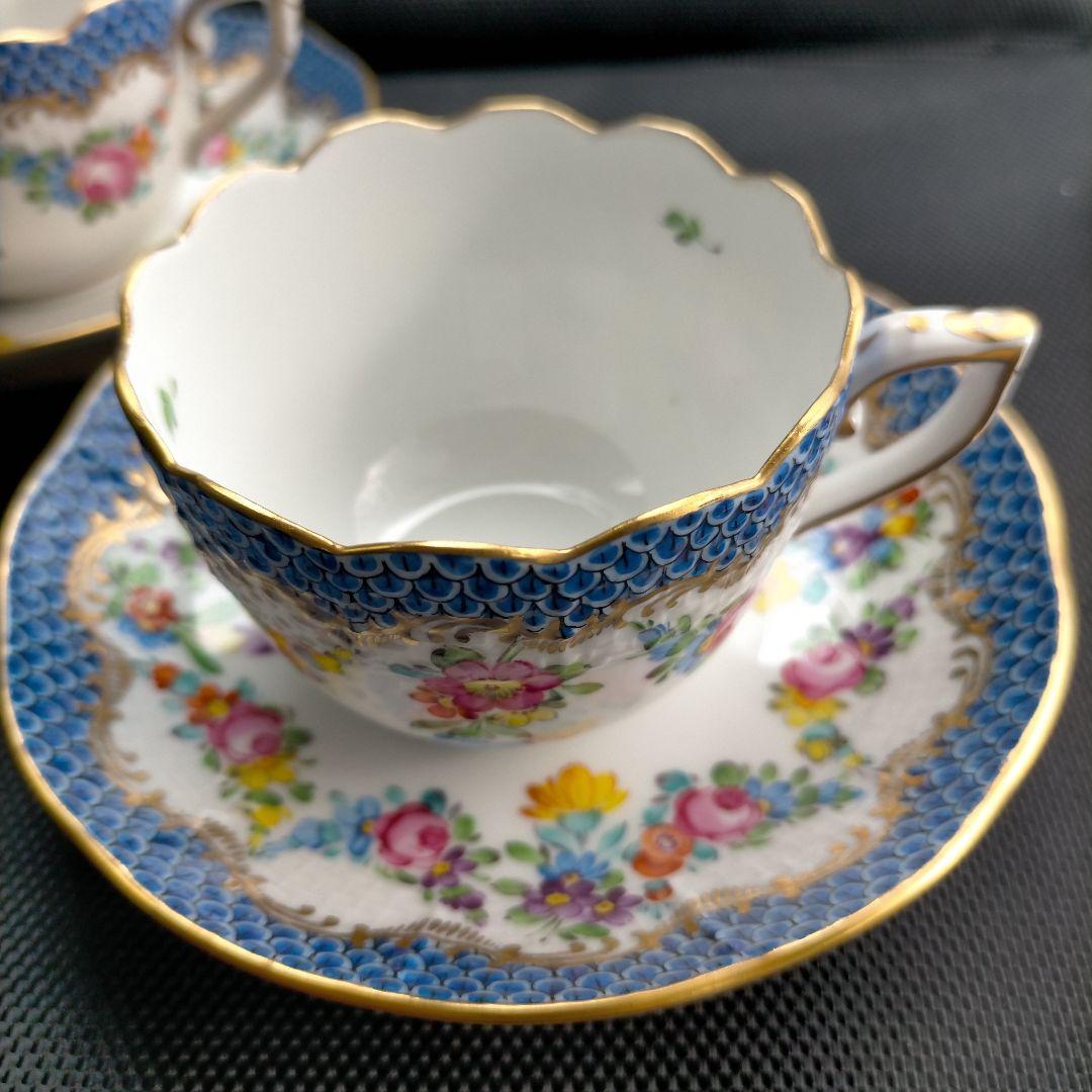 HEREND リヒテンシュタインブーケ ブルースケール カップ＆ソーサー ペア