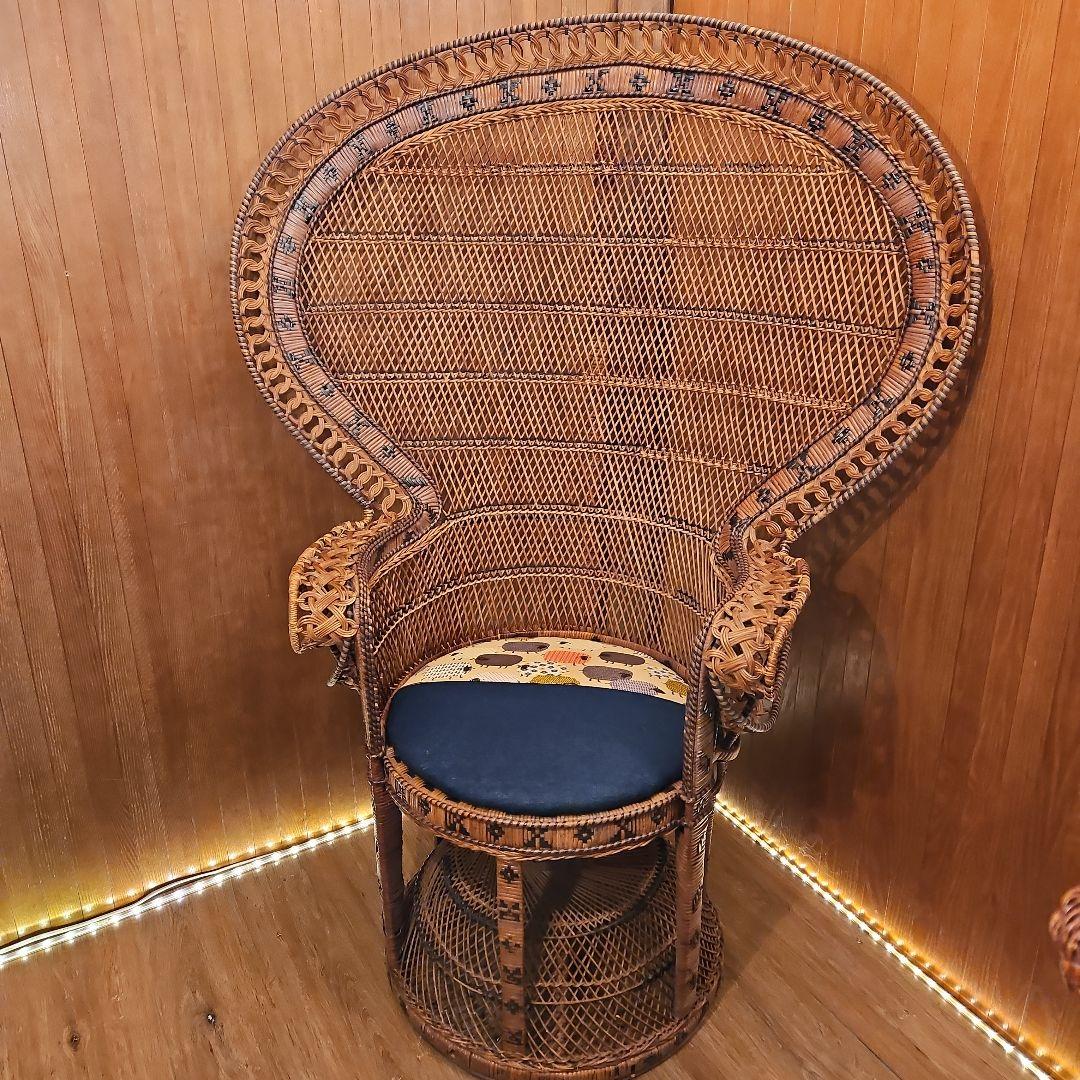 特大 希少 ヴィンテージ ピーコックチェア ラタンピーコック エマニエル婦人