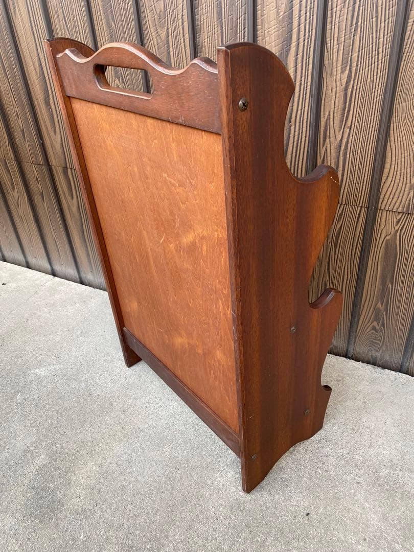 木製 2段　マガジンラック　レザー　アンティーク　ヴィンテージ