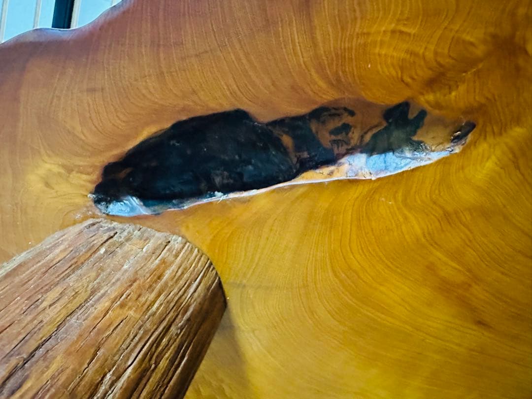 美品！希少⭐︎けやき　欅1枚板　ローテーブル　レトロ　アンティーク　ダイニング