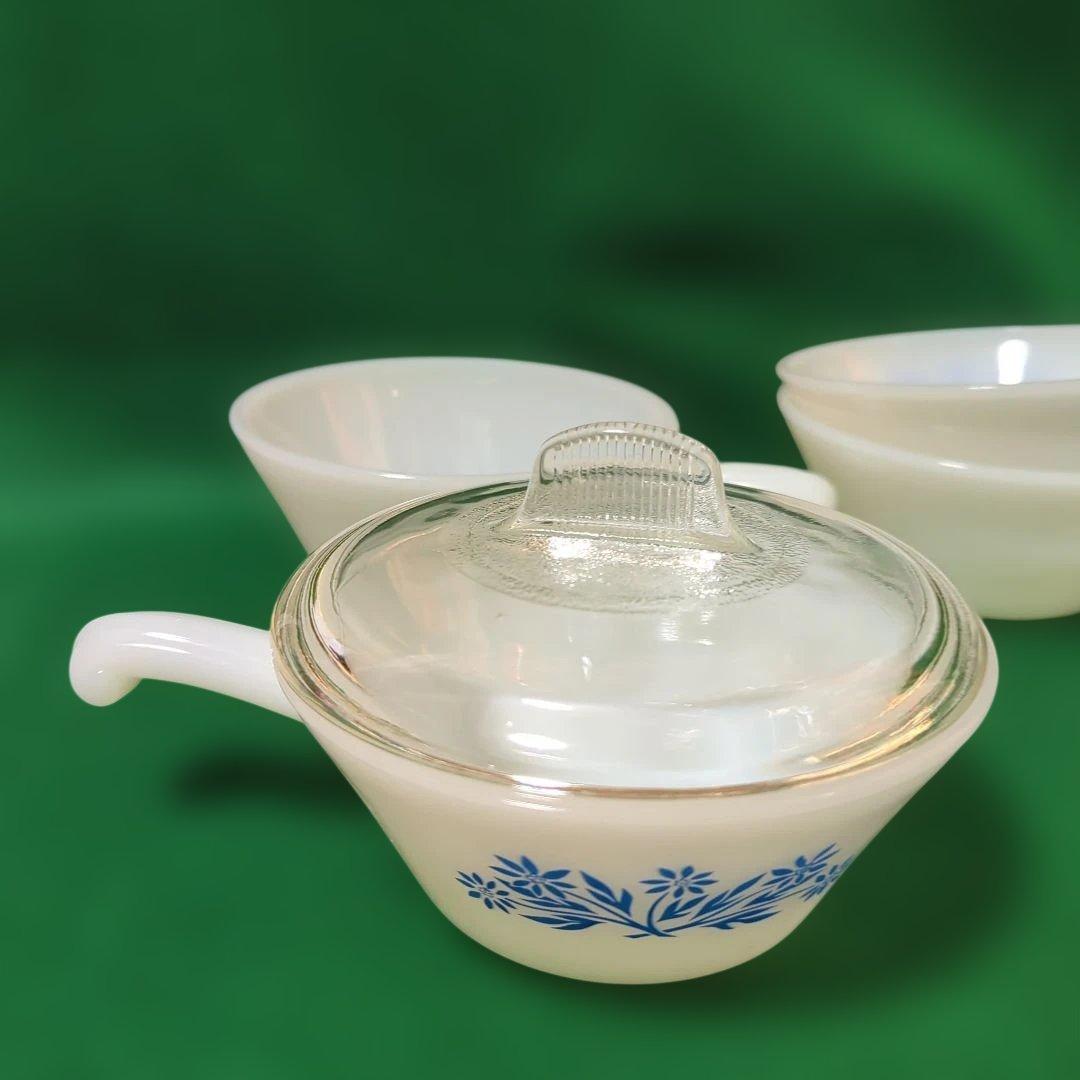 ファイヤーキング ワンハンドル 花模様3個セット 蓋付無地1個の 4個セット