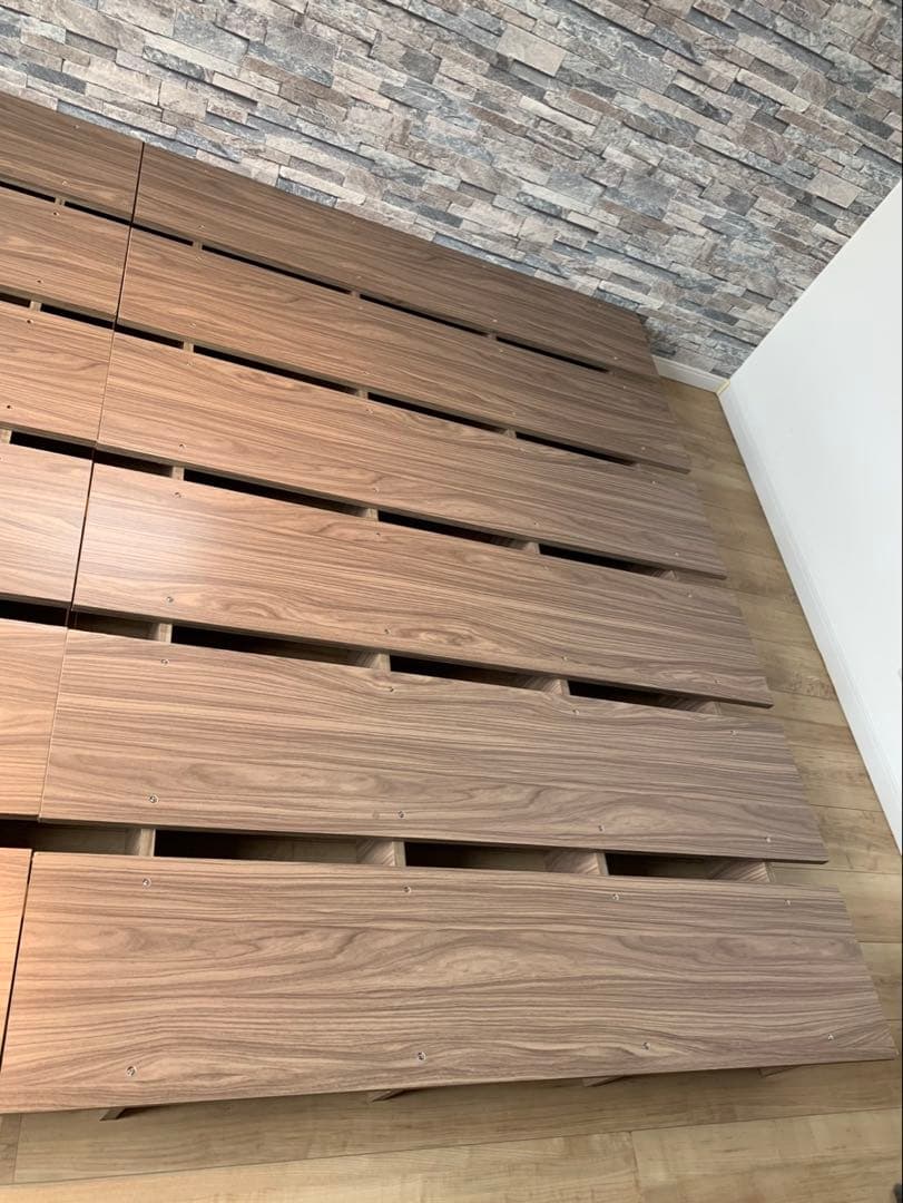 超美品【兵庫県伊丹市にて引渡し】天然木調 ダブルベッドフレーム セミダブル