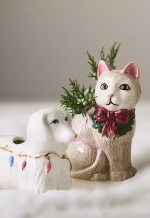 アンソロポロジーFestive Vintageヴィンテージ風　猫の可愛い花瓶