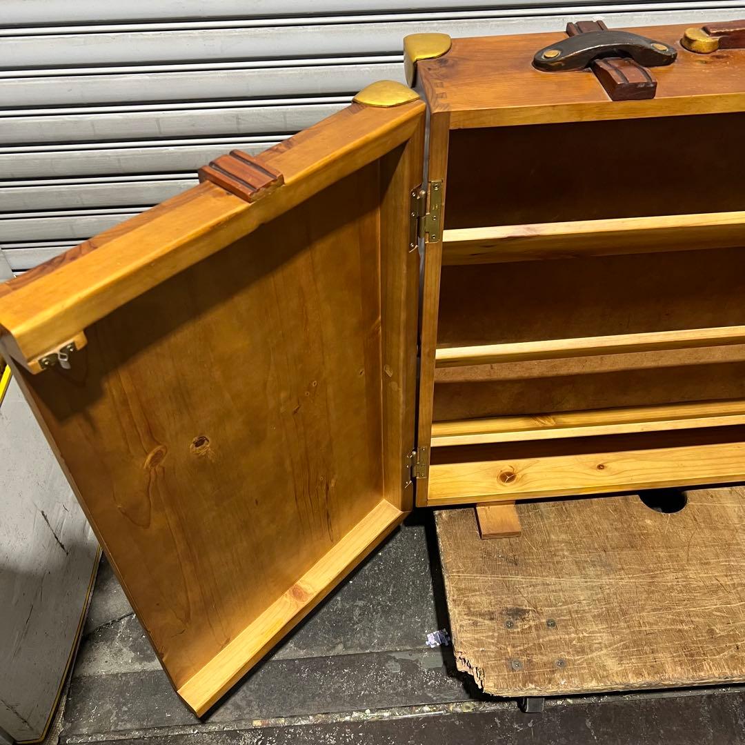 ［3716］ トランク型 木製シューズボックス アンティーク風 靴箱 収納家具