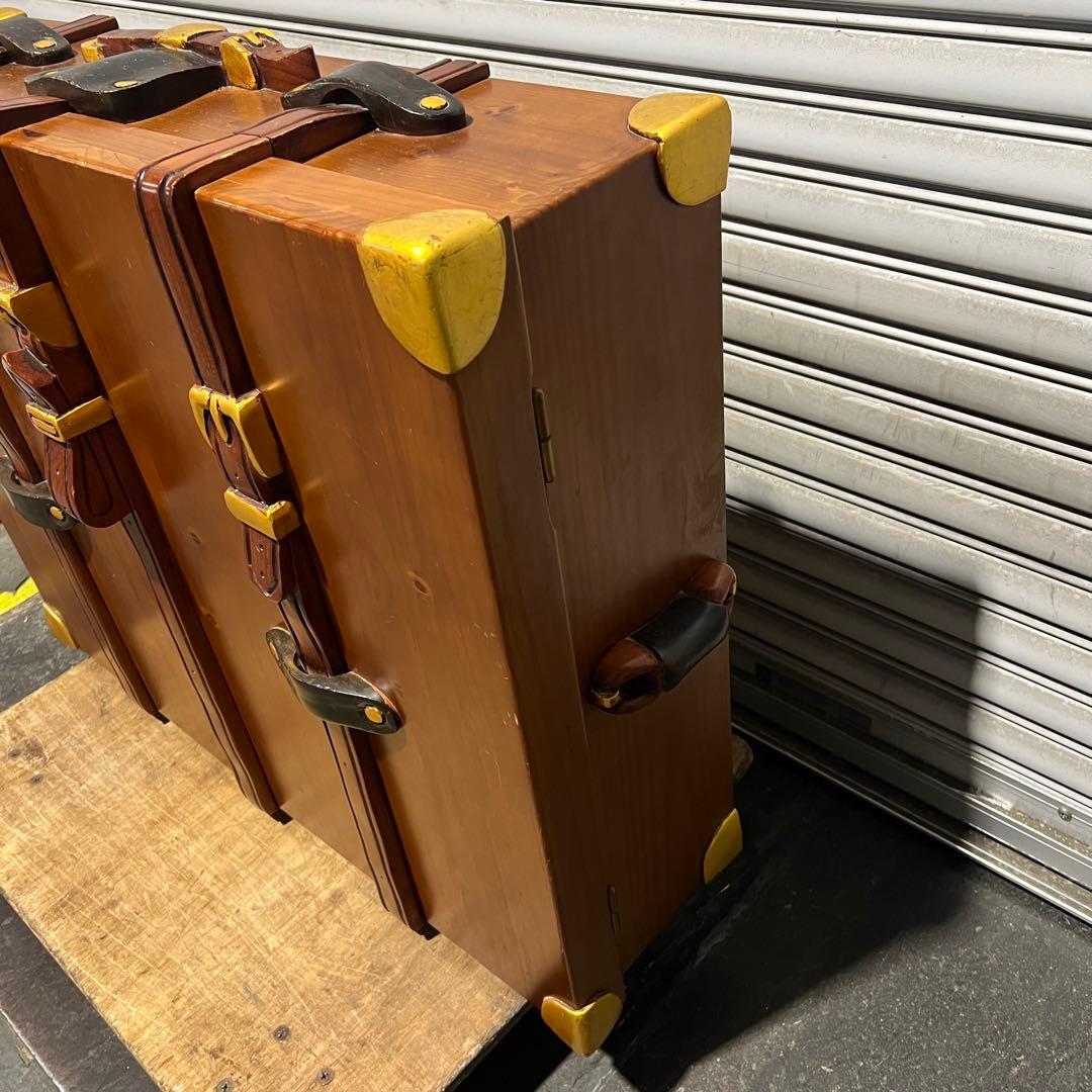 ［3716］ トランク型 木製シューズボックス アンティーク風 靴箱 収納家具