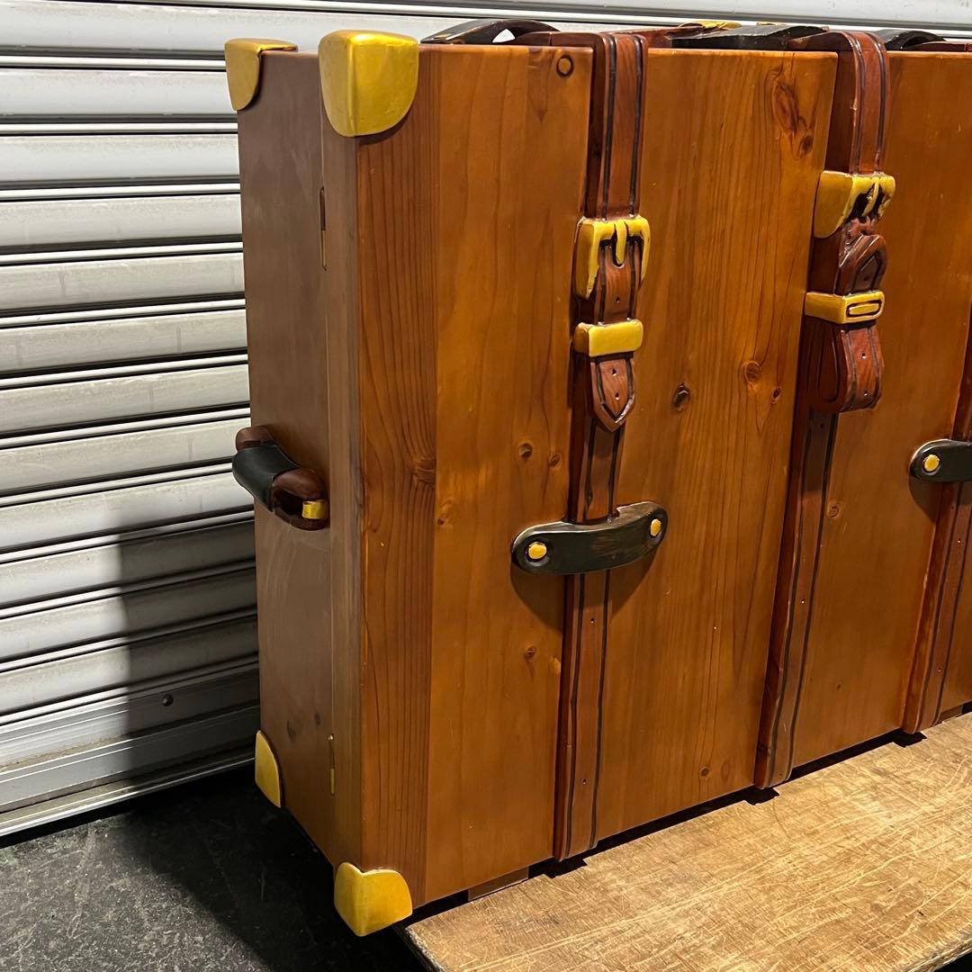 ［3716］ トランク型 木製シューズボックス アンティーク風 靴箱 収納家具
