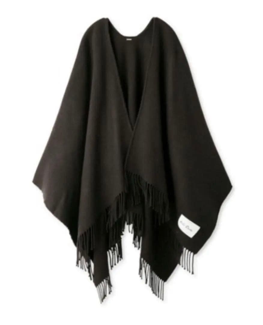《新品23AW》Mila Owen 洗える ベーシックケープ 黒 フリンジ F