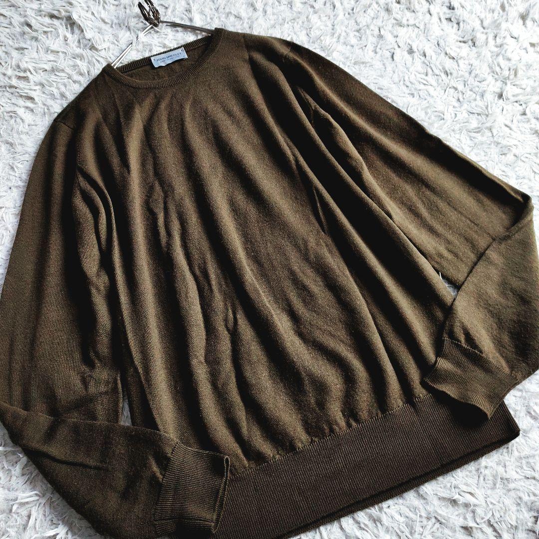 JOHN SMEDLEY セーター ハイゲージ ウール カーキ 英国製
