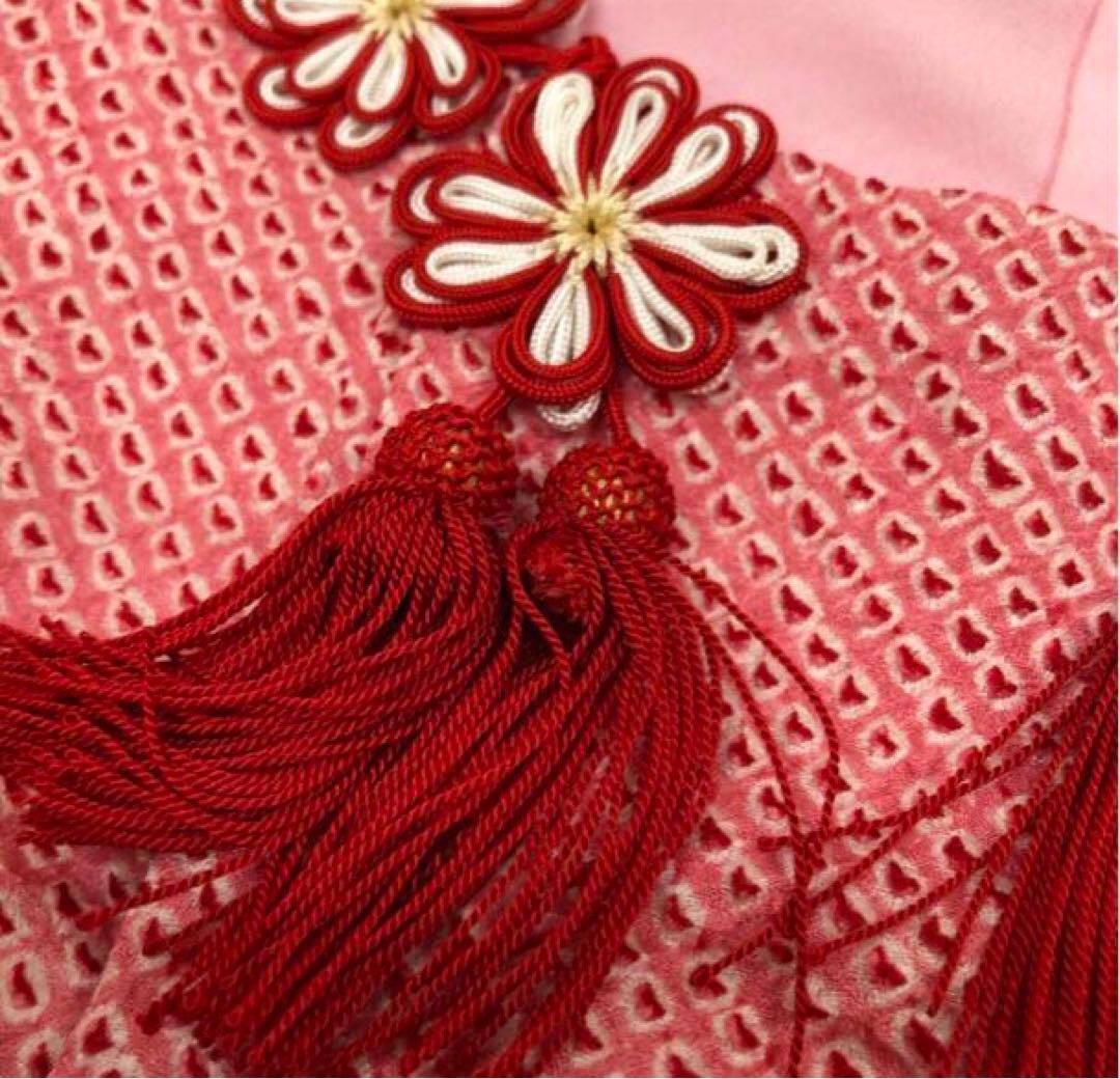 美品　七五三　女の子　5歳 〜 7歳　正絹　総絞り　着物　被布　セット　四つ身