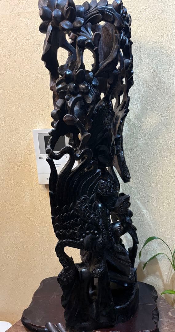 黒檀 木彫 細密彫刻 女神 83cm 大型 バリ　木彫　アジアン　ラマーヤナ神話