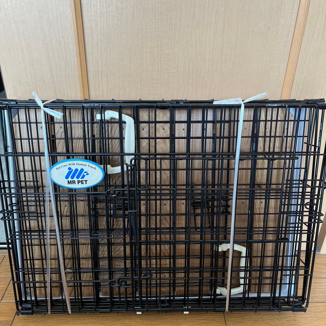 ワンタッチ　ペット用ケージ　ステンレス製　折りたたみ可　中型犬まで