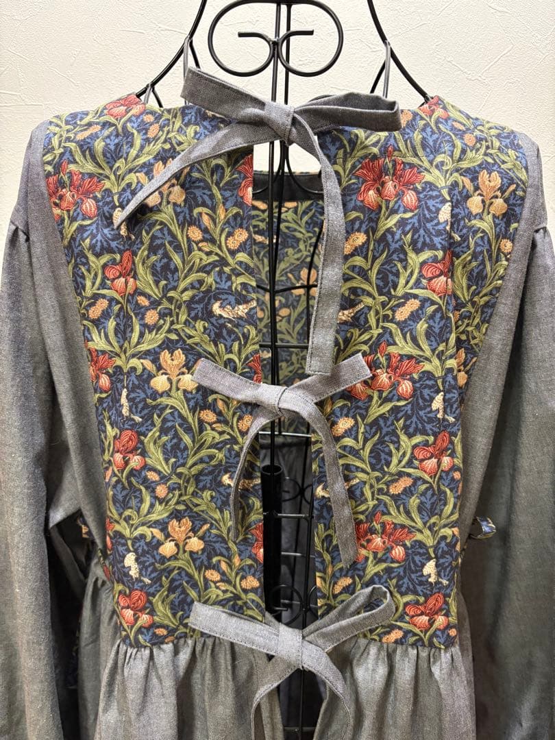 割烹着 おしゃれ ハンドメイド【ウィリアム モリス アイリス】