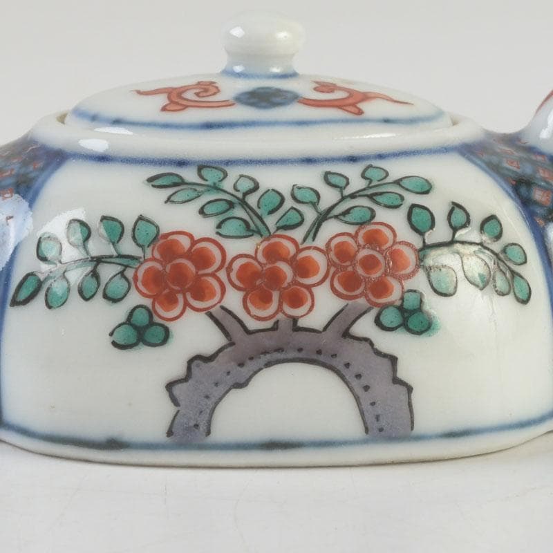 京焼　平安丹祐造　色絵　草花文　水滴　共箱　V　9686