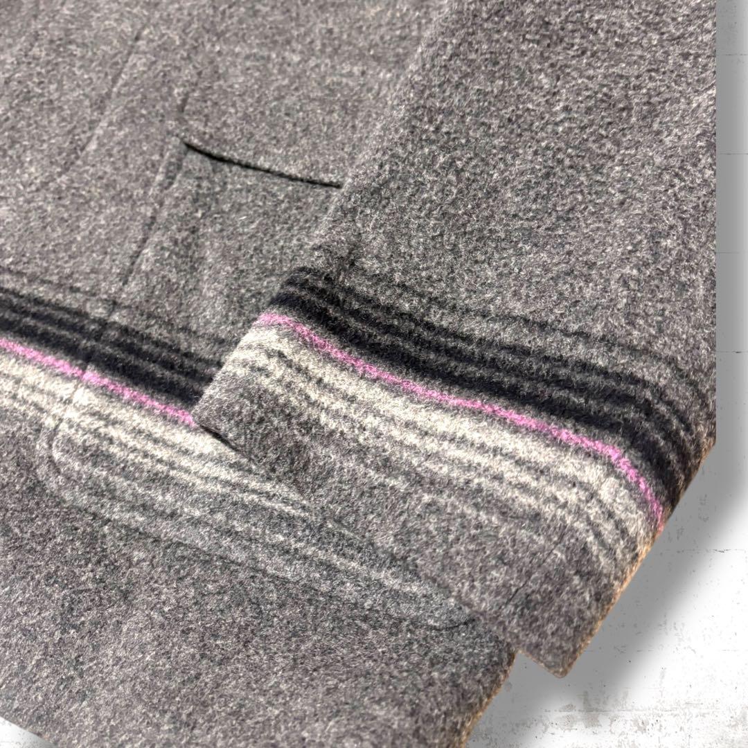 日本製　paul smith ウール　ハーフコート　ジャケット　マルチストライプ