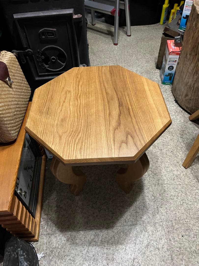 ケヤキテーブル、サイドテーブル、コーヒーテーブル、飾り台、猫脚テーブル 天然木台