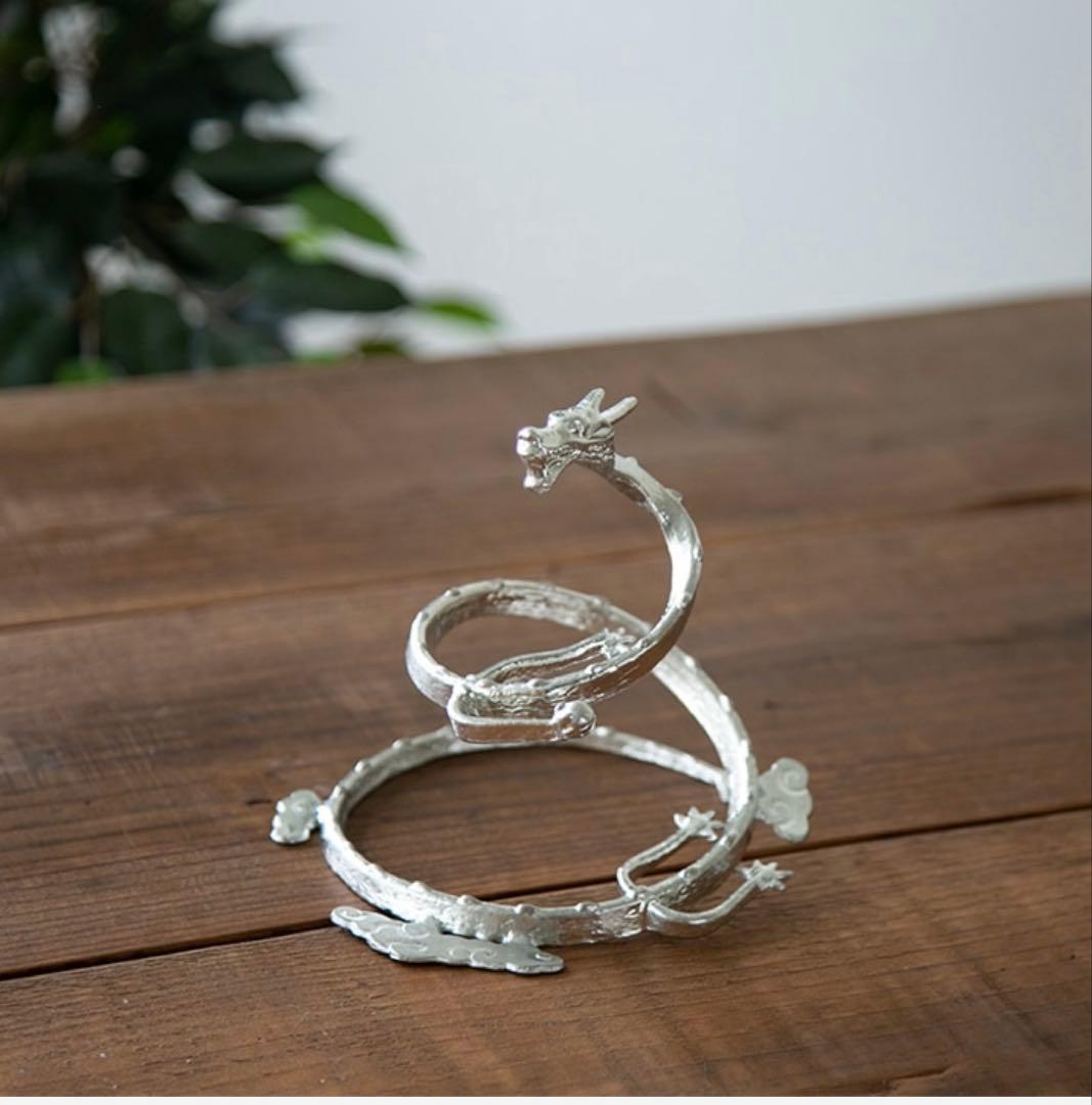 能作 錫昇龍 錫 縁起物　置物