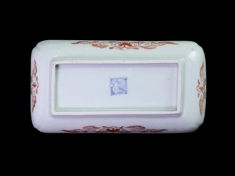 古伊万里　染錦　山水牡丹菊紋　長皿　柴田コレクション同手　E406AS-DBs