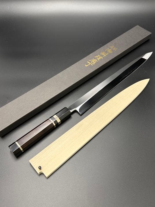 業務用 柳刃 青ニ鋼 尺一 330mm 本霞 全鏡面仕上げ