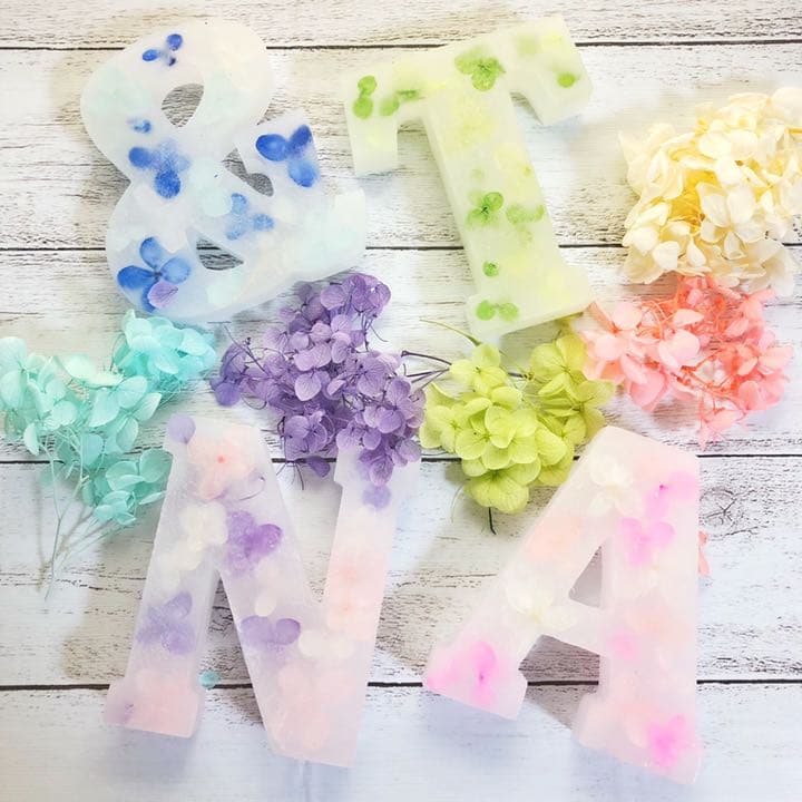 【完売】アルファベット イニシャル キャンドル 紫陽花 あじさい ウエディング