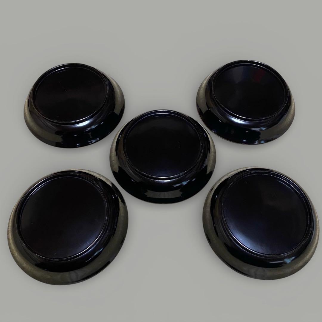 ◆時代 輪島塗 波千鳥 蒔絵 螺鈿細工 16cm皿 五客 銘々皿 菓子器