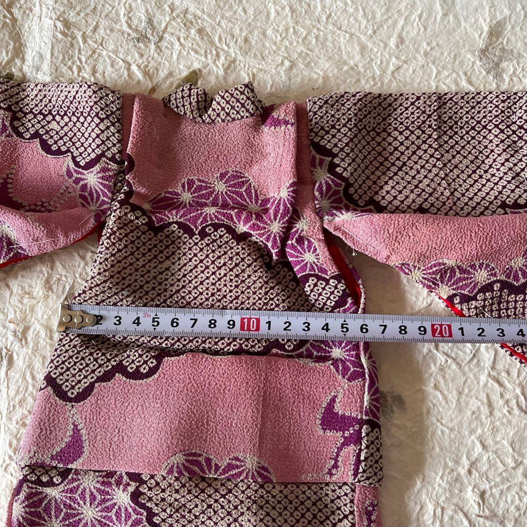 古布縮緬　人形の着物　12号　桃色　2612501