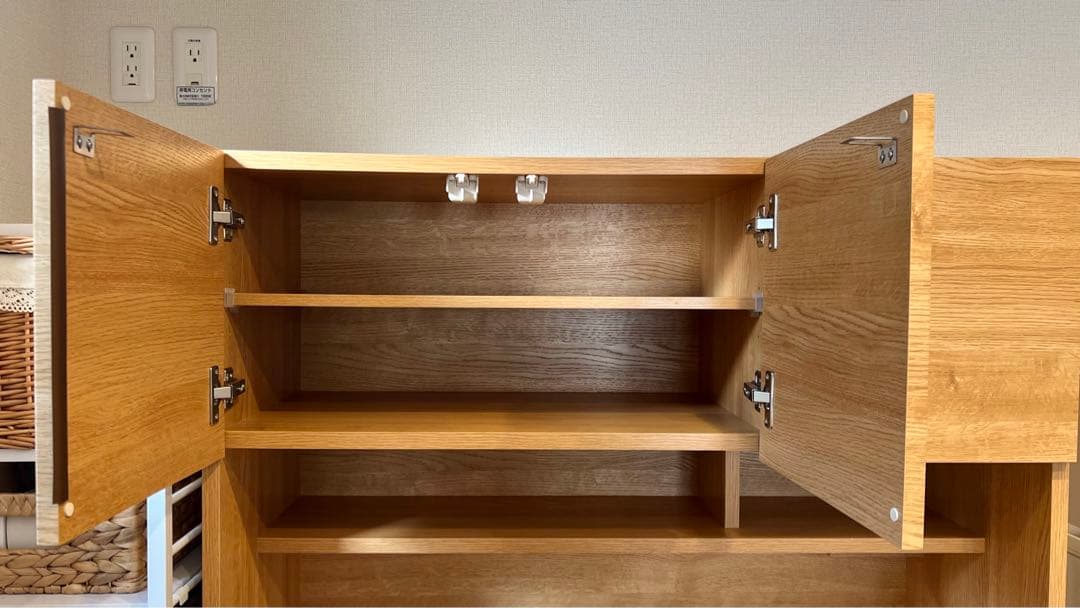 【美品】　キッチンボード エトナ105KB LBR ライトブラウン　食器棚