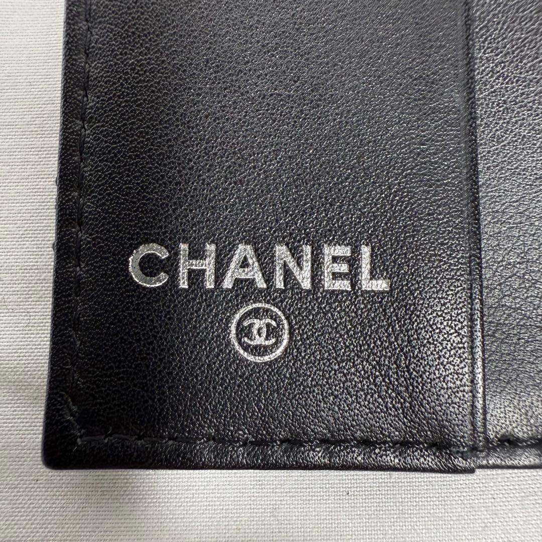 【良品】CHANEL マトラッセ レザー パスポートケース ブラック