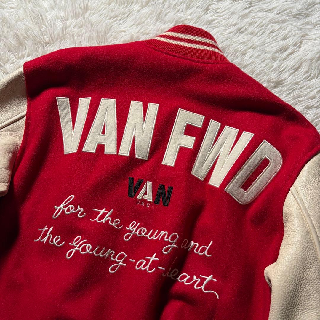 極美品■VAN JACKET スタジャン　フルデコ　袖レザー　ワッペン　M