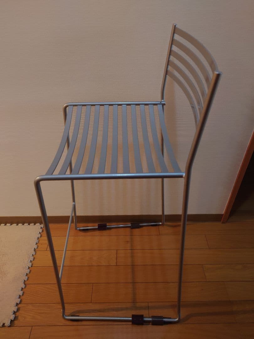 美品　ハイスツール　シルバー　金属　ハイチェア　カウンターチェア