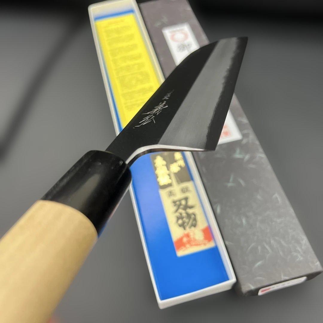 ★新品送料込★郷右馬允義弘白二鋼鎌形薄刃包丁210mm水牛柄マチ磨き裏押し右片刃