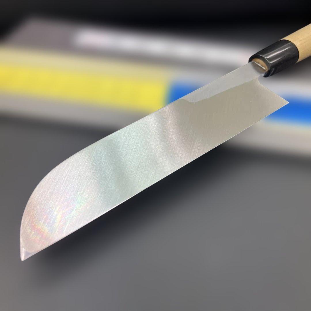 ★新品送料込★郷右馬允義弘白二鋼鎌形薄刃包丁210mm水牛柄マチ磨き裏押し右片刃