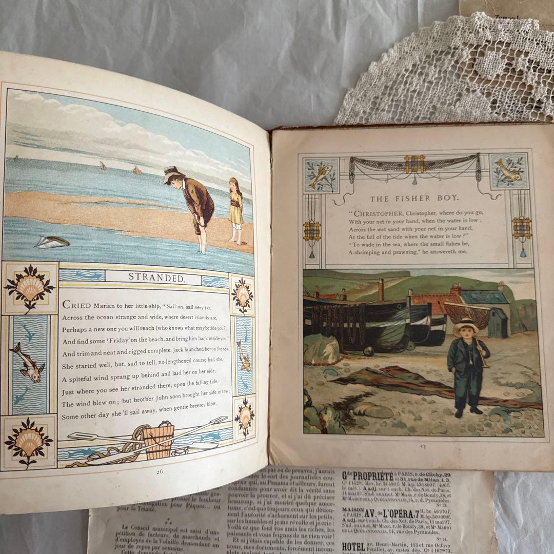 稀少1881年アンティーク美しい絵本イギリス洋書　古書　ジャンクジャーナルに