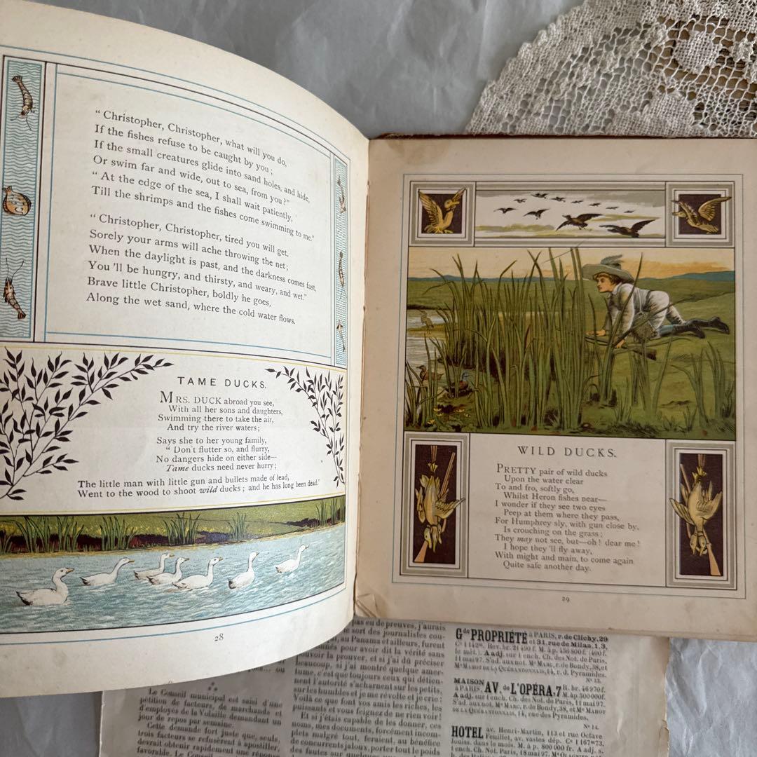 稀少1881年アンティーク美しい絵本イギリス洋書　古書　ジャンクジャーナルに