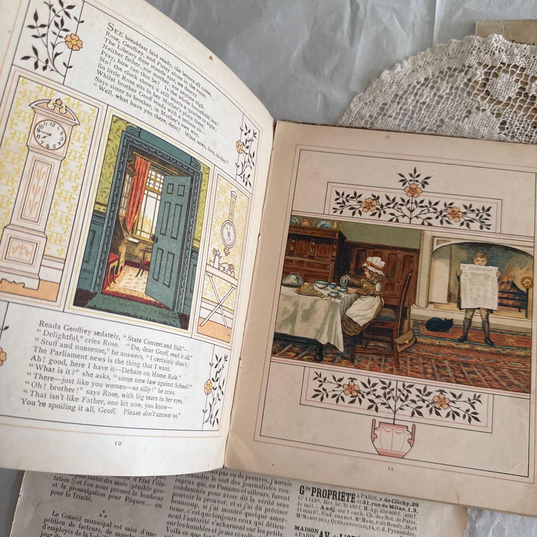稀少1881年アンティーク美しい絵本イギリス洋書　古書　ジャンクジャーナルに
