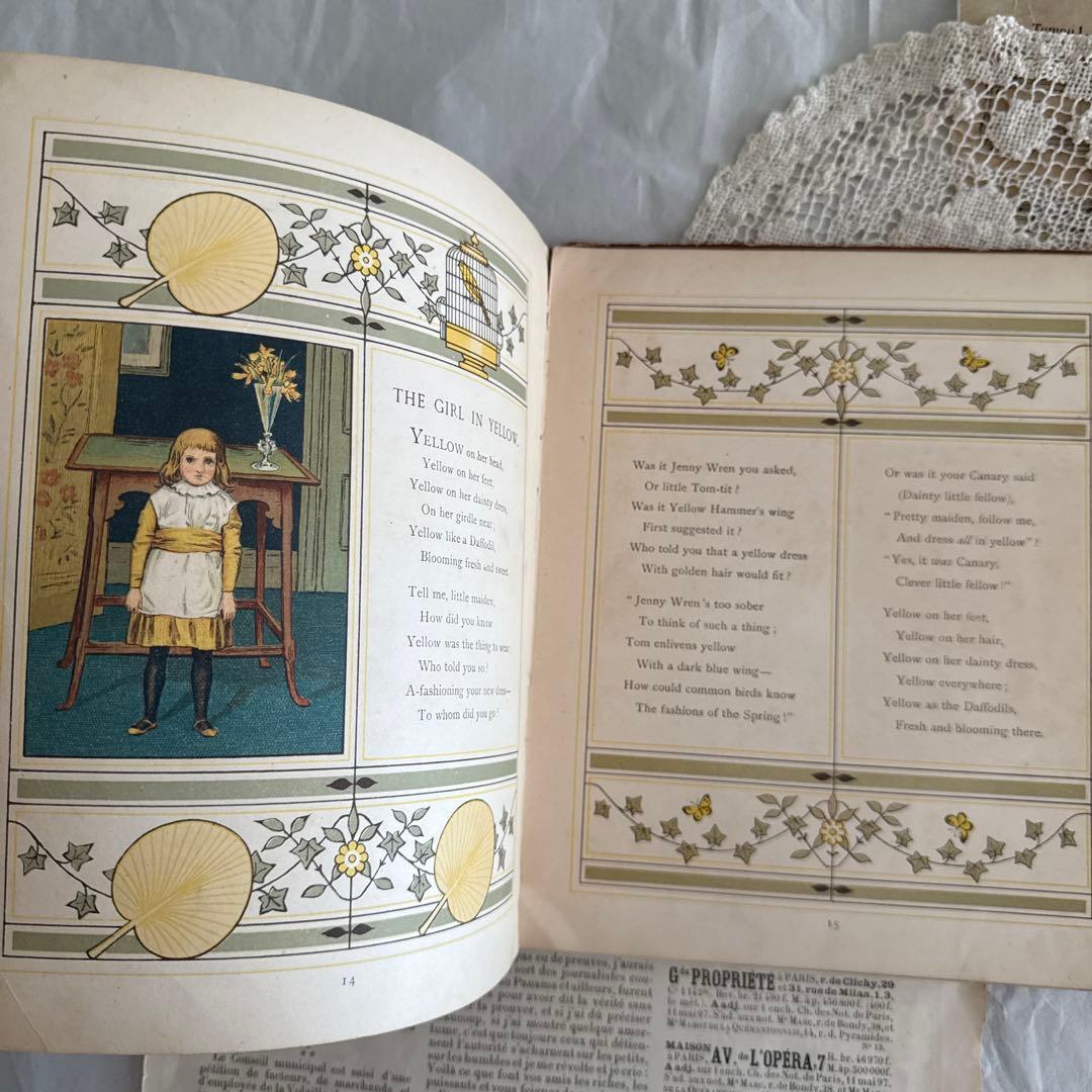 稀少1881年アンティーク美しい絵本イギリス洋書　古書　ジャンクジャーナルに