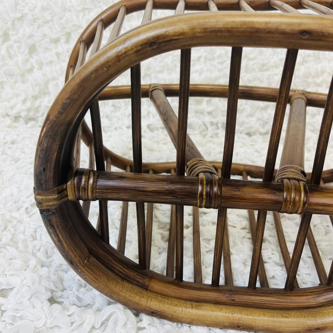 籐家具 小物入れ インテリア ラタンマガジンラック 籠かごアンティーク昭和レトロ