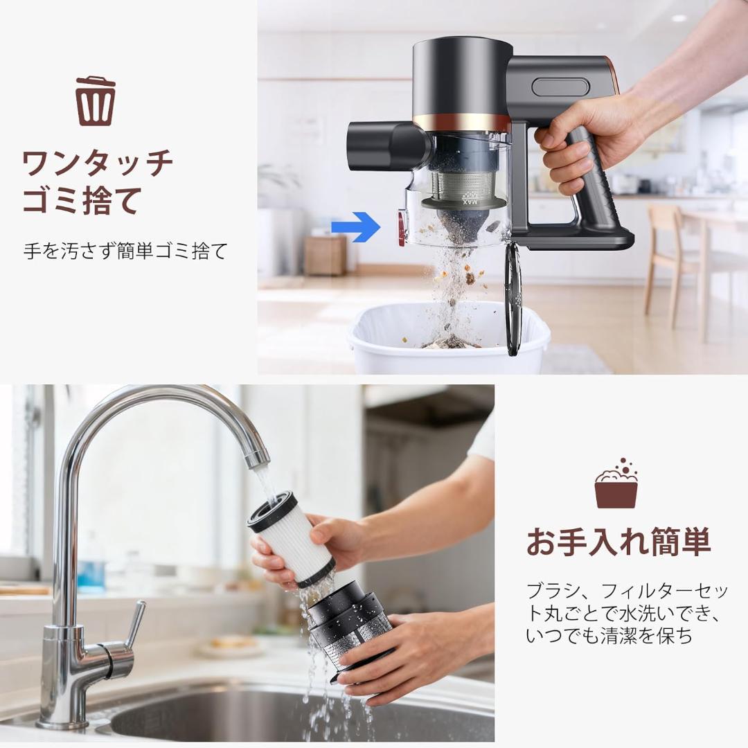 381コードレス掃除機 コードレス75Kpa 強力吸引 軽量 自立 置くだけ充電