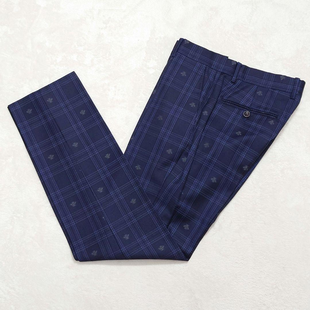 【極美品】GUCCI☆チェック×蜂刺繍☆ミケーレ期☆7-46R(M)