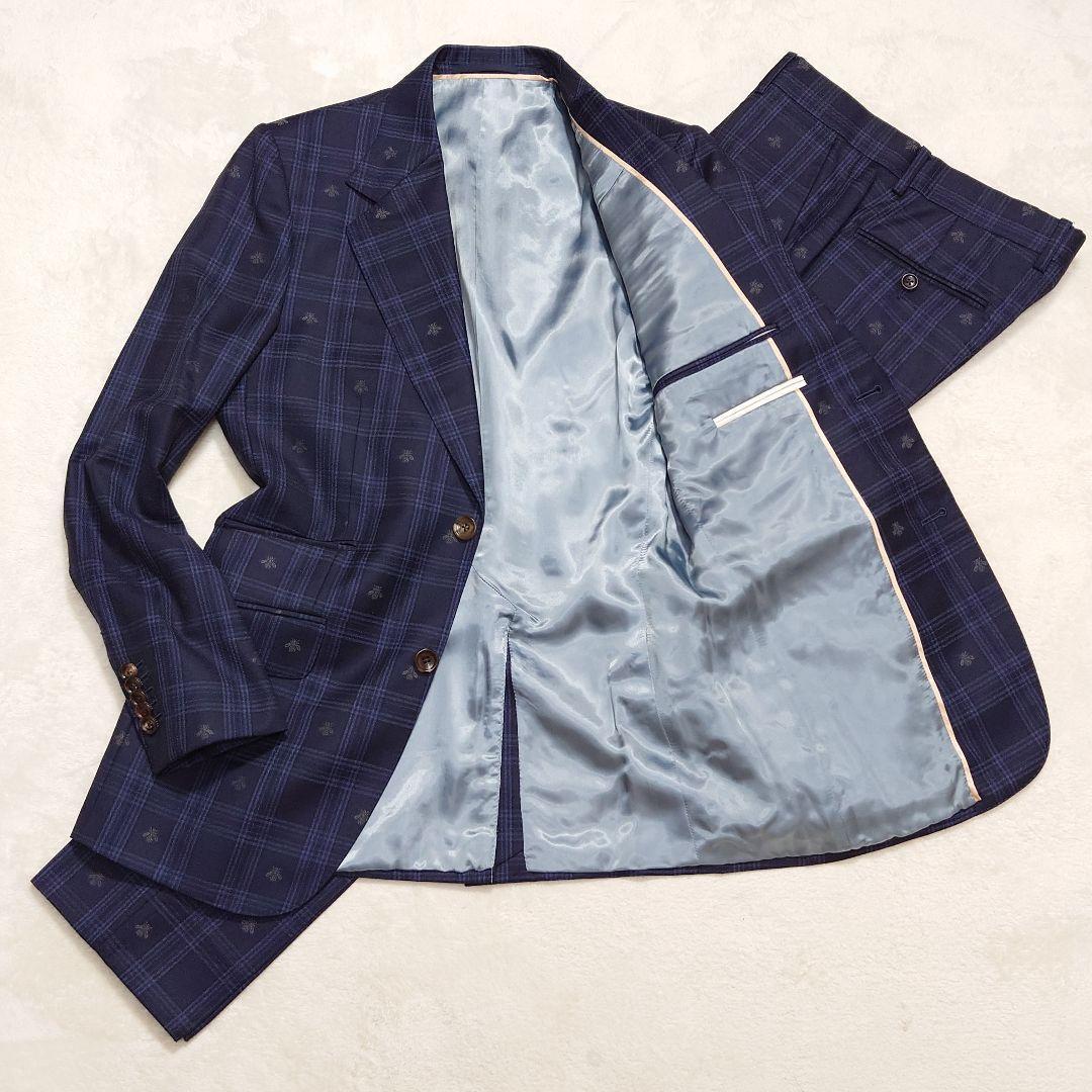 【極美品】GUCCI☆チェック×蜂刺繍☆ミケーレ期☆7-46R(M)