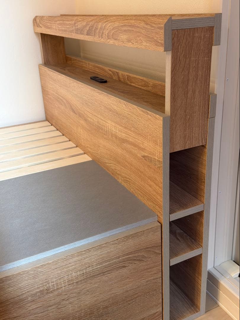 宮付きチェストシングルベッド ナチュラルカラー ニトリ