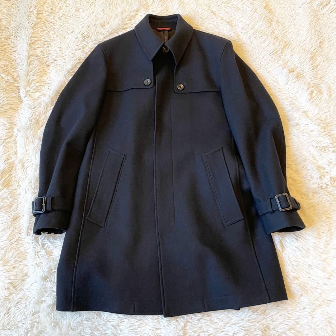 美品✨ポールスミス カシミヤ混 ロングコート ベルト ブラック 総裏地 フラワー