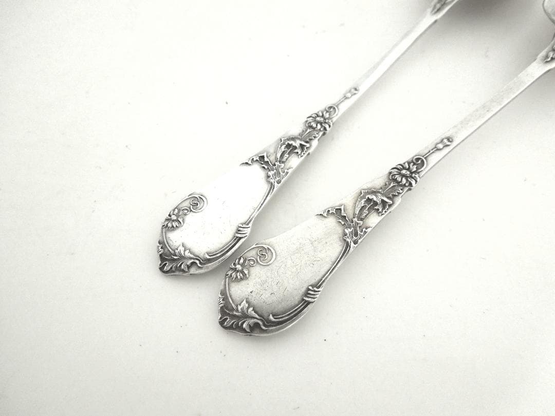 フランス　シルバースプーン2本　アールヌーボー　純銀